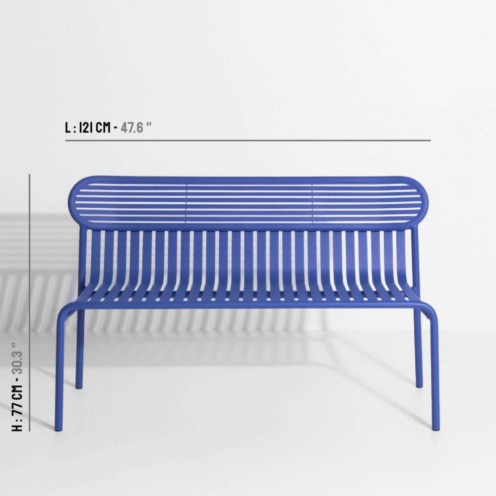 Blue metal garden bench - Petite Friture