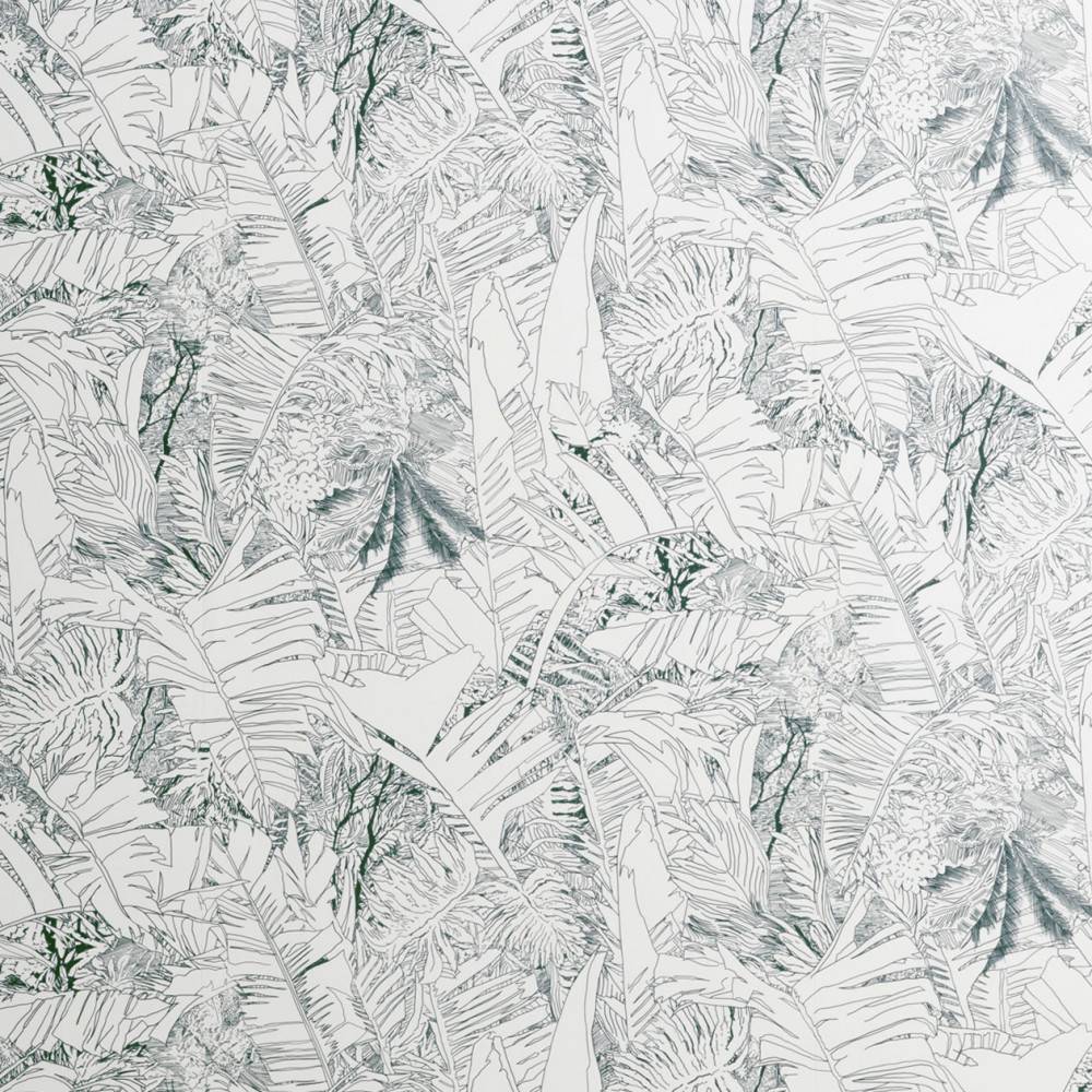 Papier-peint jungle encre sur blanc - Petite Friture