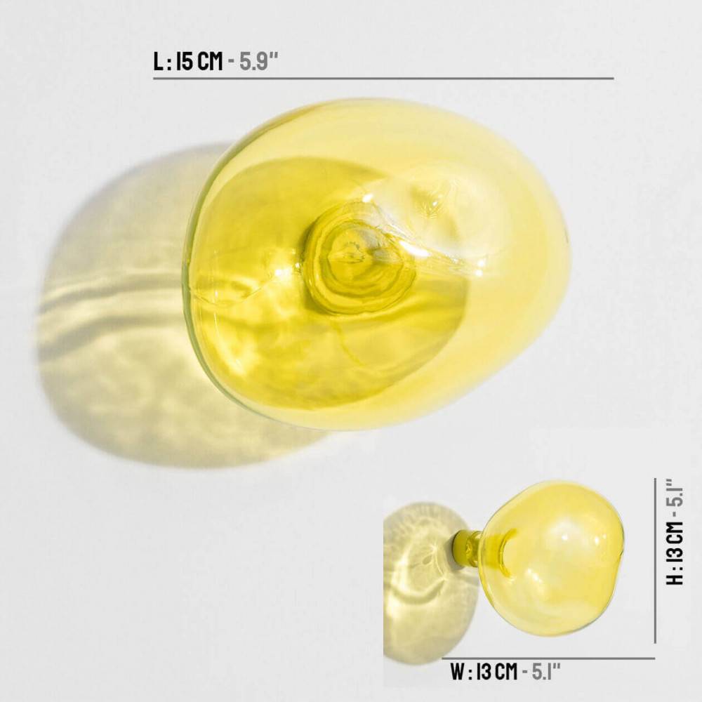 Patère design Bubble - Grand jaune avec dimensions - Petite Friture