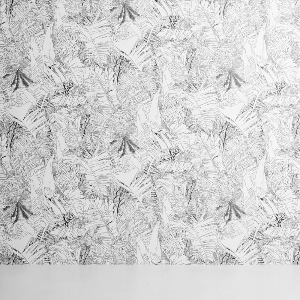Papier-peint jungle noir sur blanc - Tiphaine de Bodman pour Petite Friture