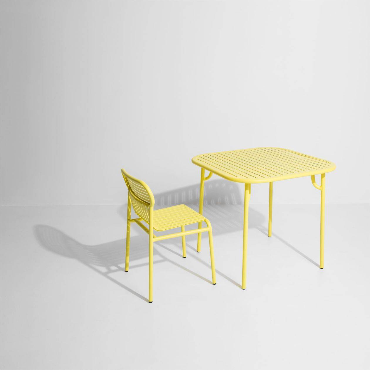 Week-End Square Dining Table with slats - Yellow