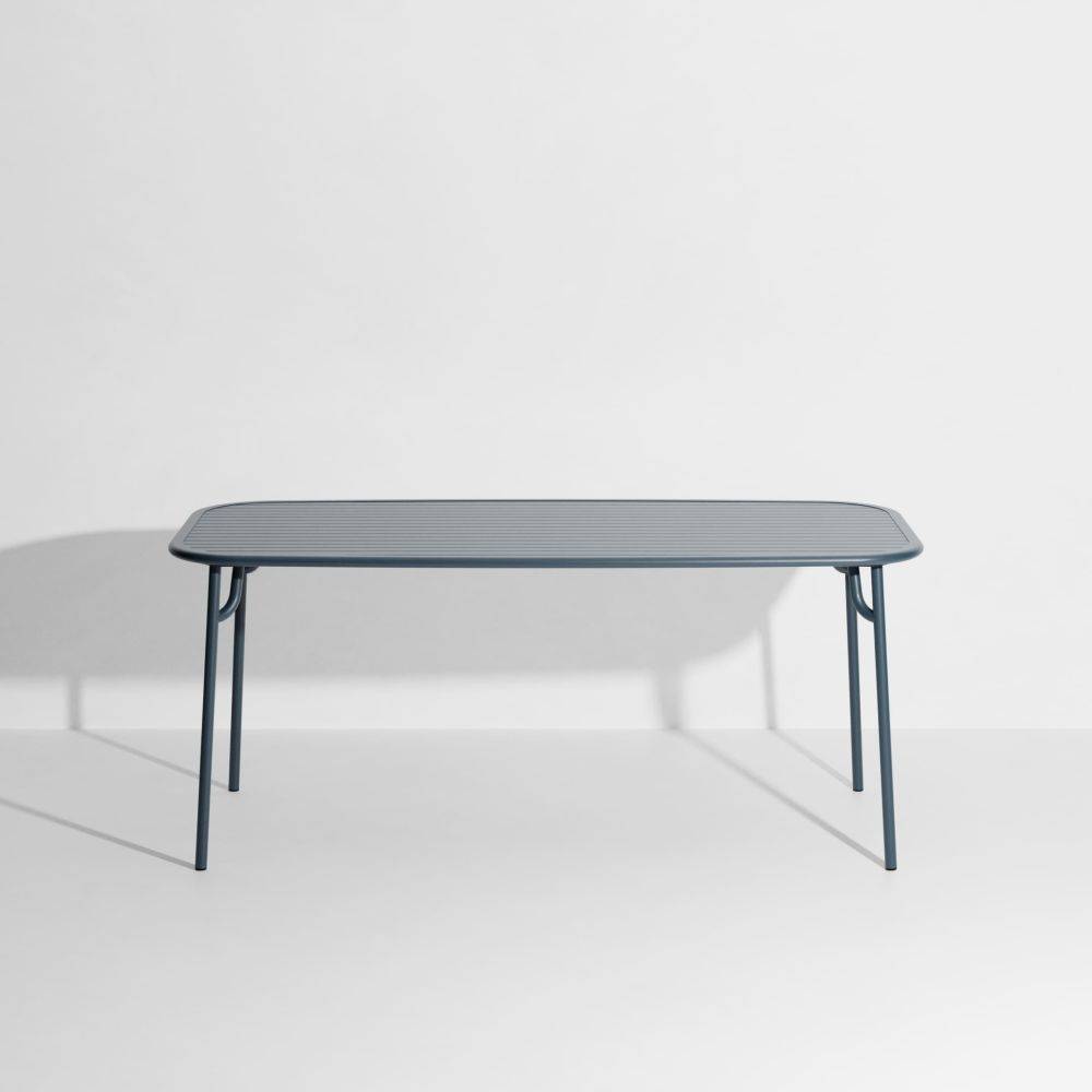 Week-End Medium Rectangular Dining Table with slats - Grey blue