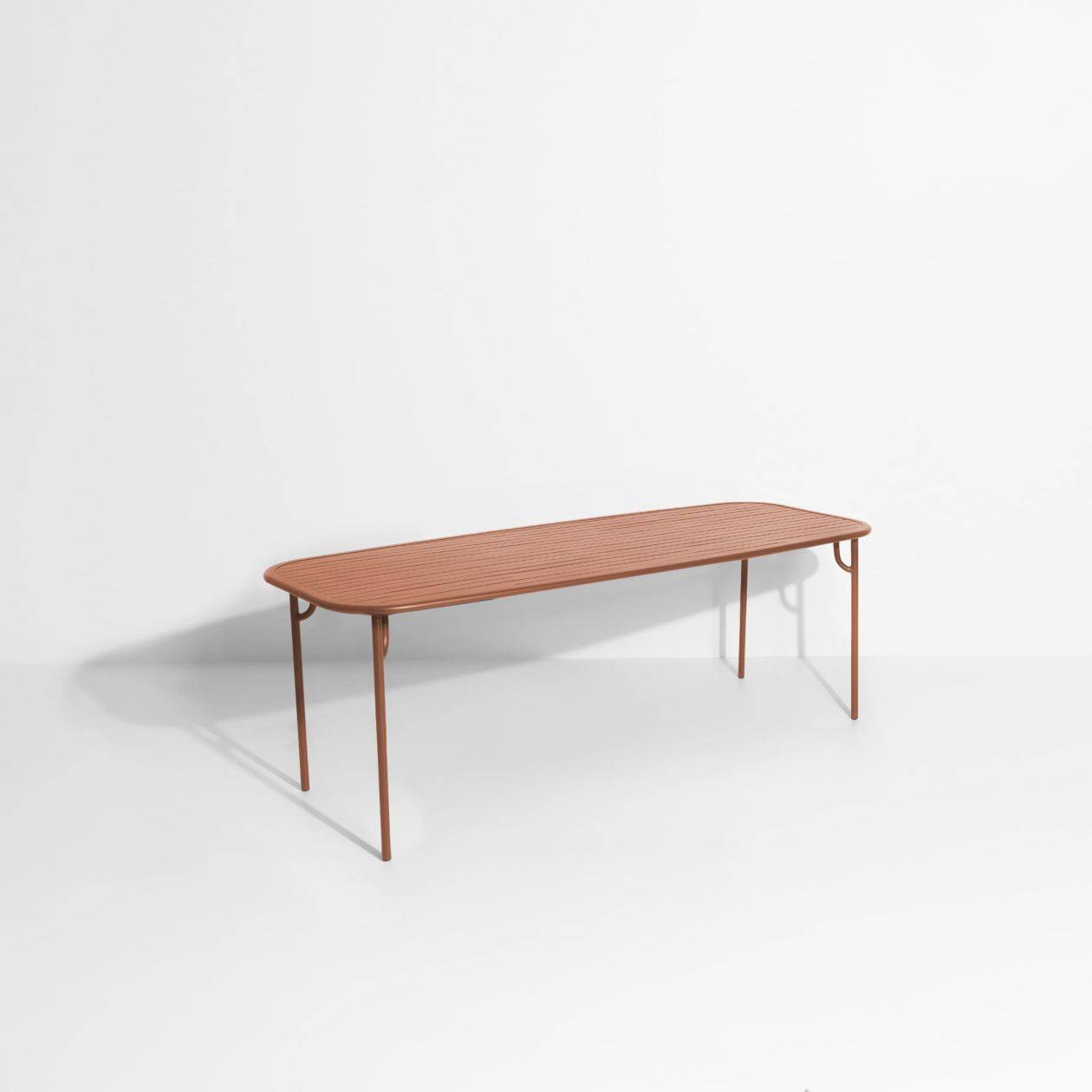 Week-End Large Rectangular Dining Table with slats - Terracotta