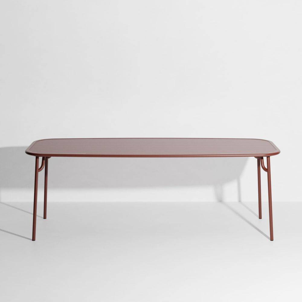 Week-End Large Rectangular Dining Table with slats - Red brown