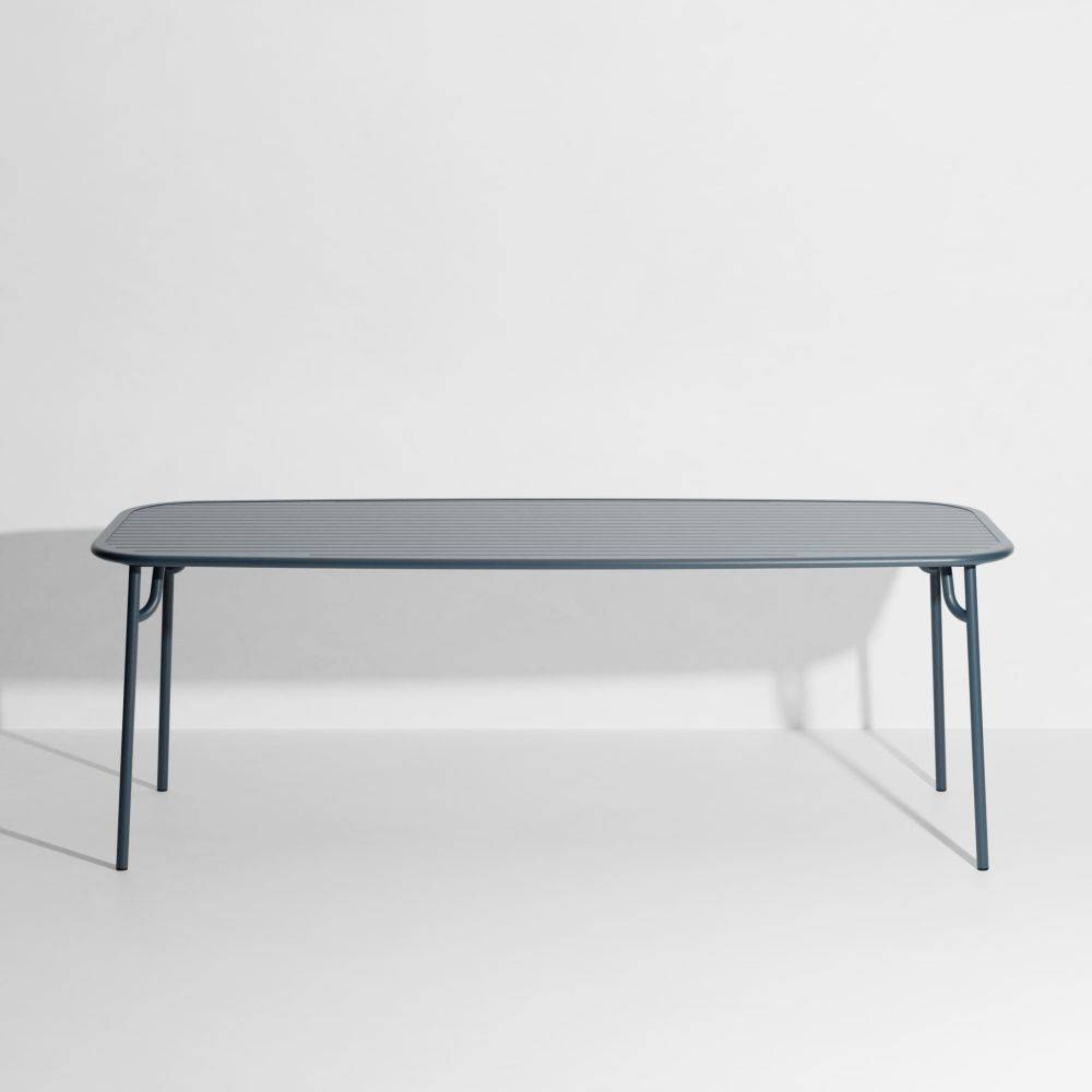 Week-End Large Rectangular Dining Table with slats - Grey blue
