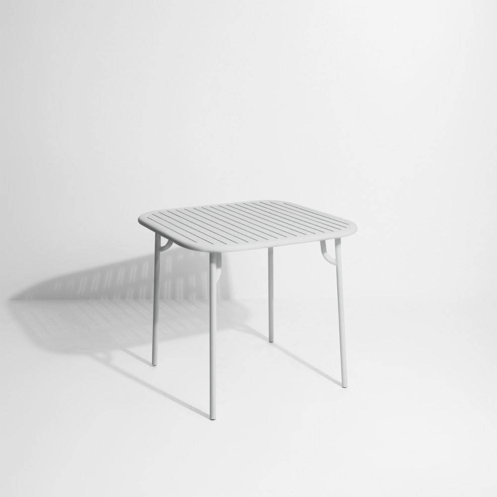 Week-End Square Dining Table with slats - Pearl grey