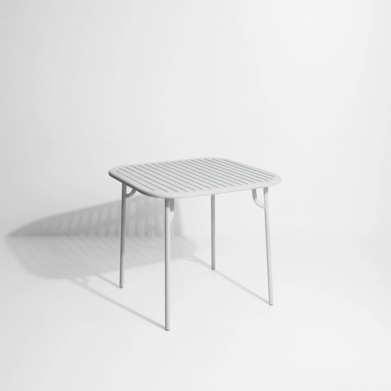 Week-End Square Dining Table with slats - Pearl grey