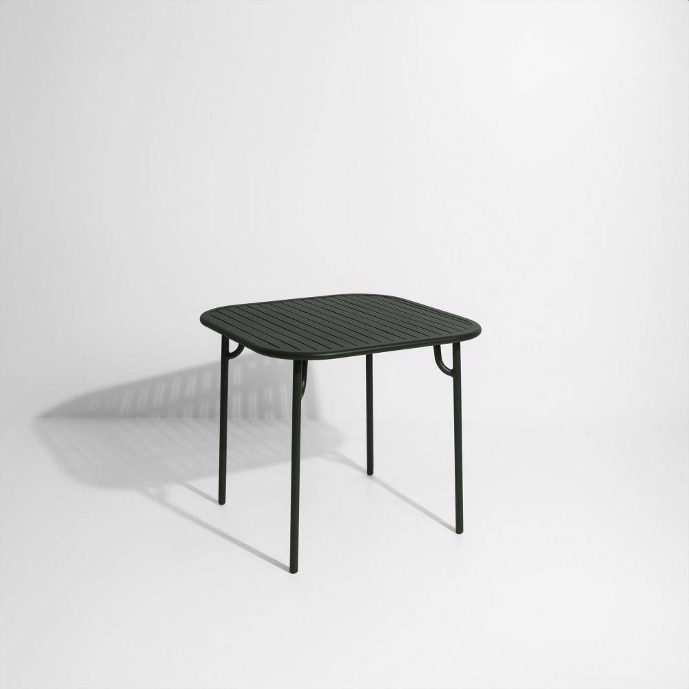 Week-End Square Dining Table with slats - Glass green