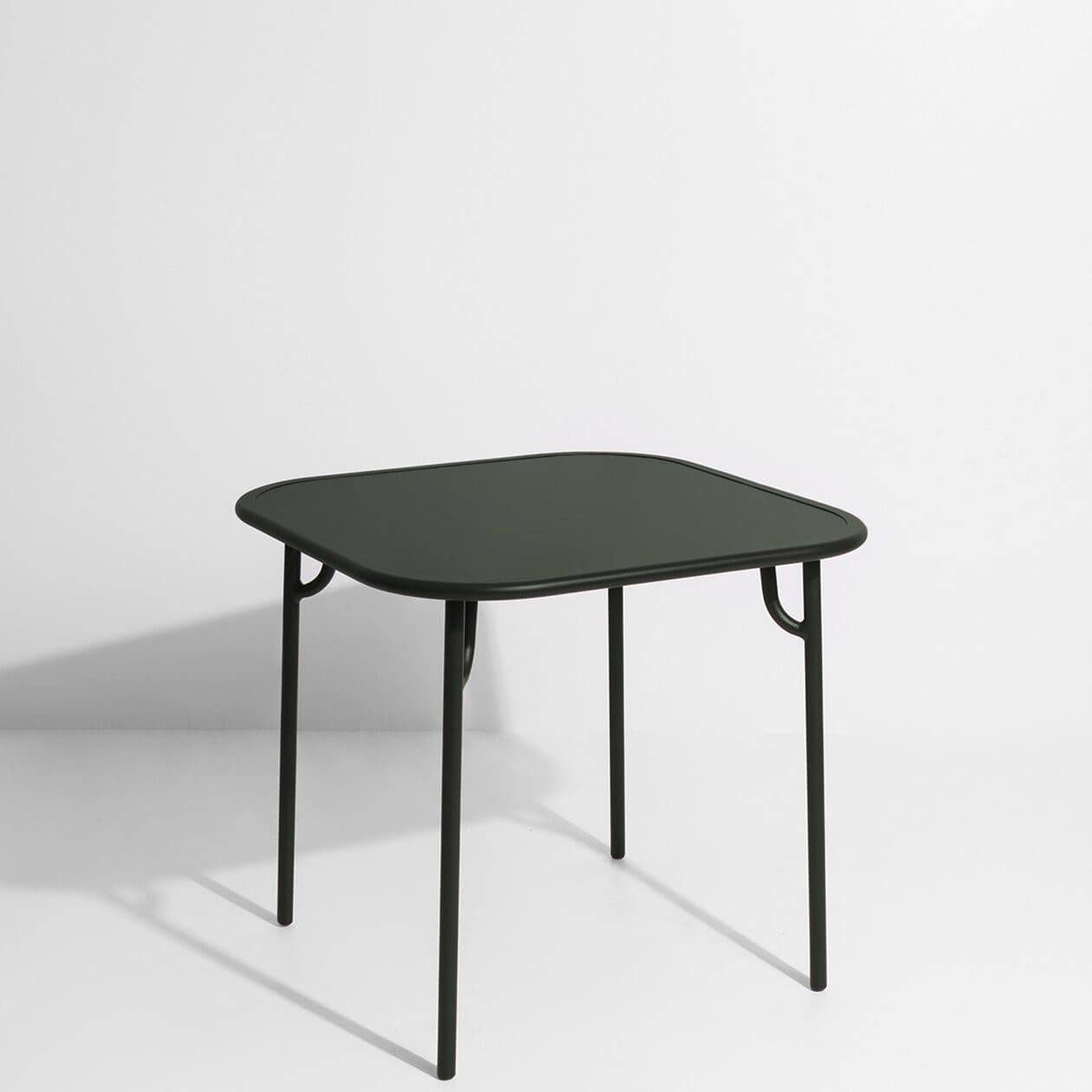 Week-End Plain Square Dining Table - Glass green
