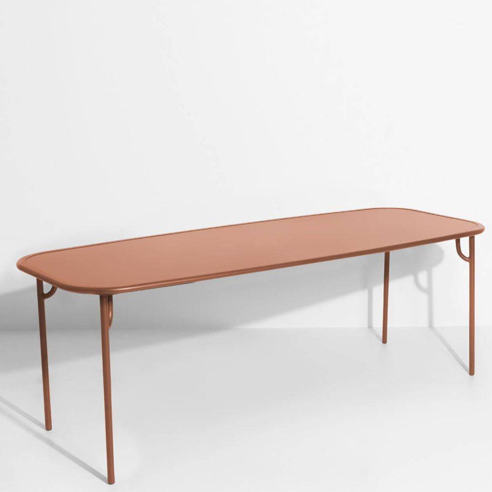 Week-End Plain Large Rectangular Dining Table - Terracotta