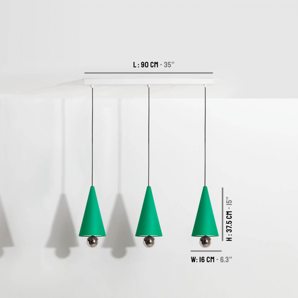 Suspension-moderne-3-pendants-Cherry-LED-vert-Petite-Friture-dimensions