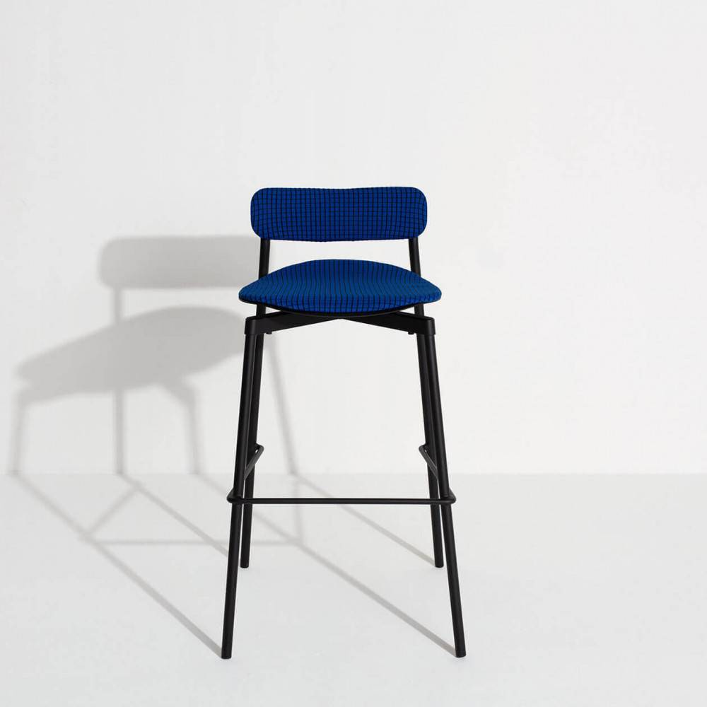 Blue Upholstered Bar Stool FROMME SOFT - Petite Friture