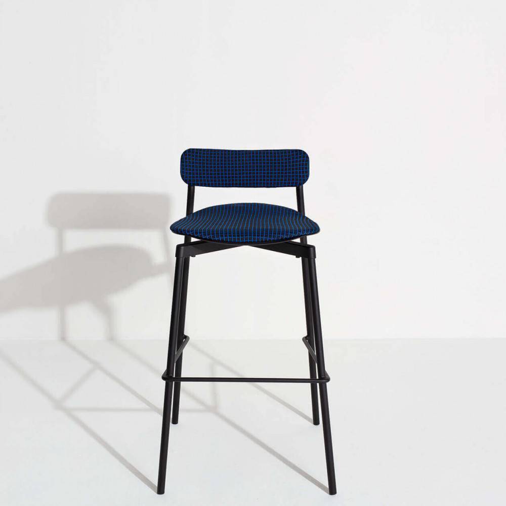Blue Upholstered bar stool FROMME SOFT - Petite Friture
