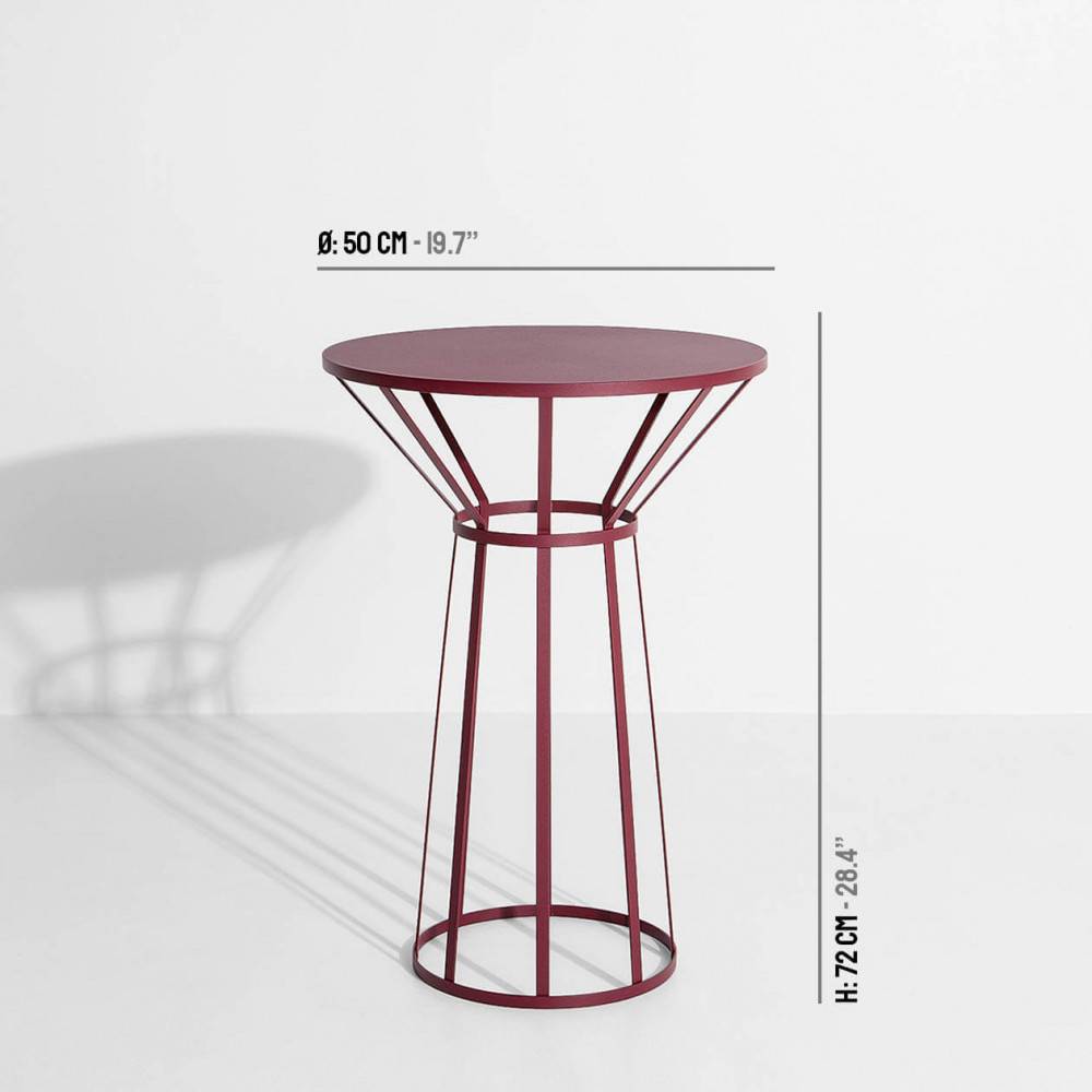 Bistrot or pedestal table burgundy HOLLO - dimensions
